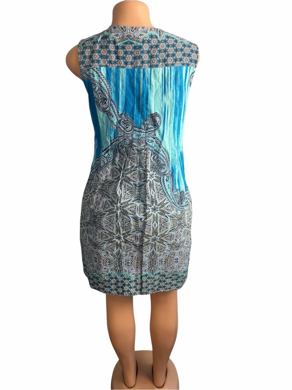 3/$30 ☀️ Rabbit Rabbit Rabbit Blue Geometric Sleeveless Dress - Picture 7 of 9